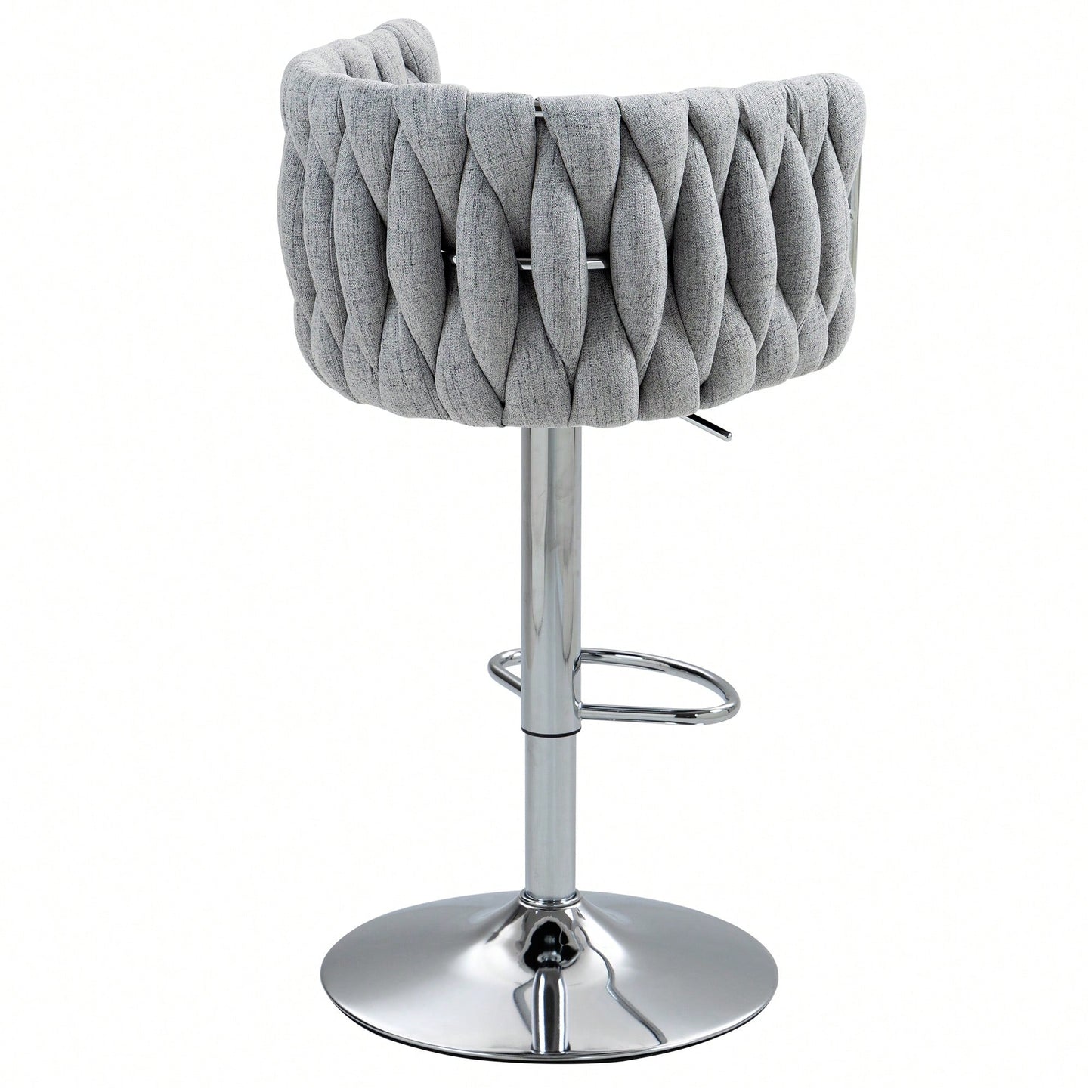 Adjustable 360° Swivel Bar Stools Set Of 2 With Woven Back And Footrest For Kitchen Island Cafe Pub Beige