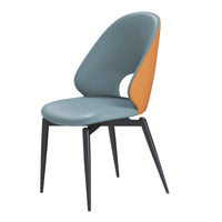 Modern PU Leather Metal Dining Chairs Set Of 2 For Kitchen And Dining Room In Orange And Grey