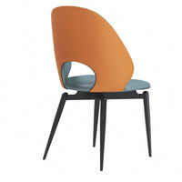 Modern PU Leather Metal Dining Chairs Set Of 2 For Kitchen And Dining Room In Orange And Grey