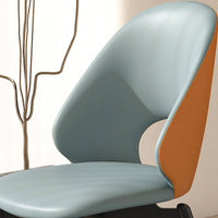 Modern PU Leather Metal Dining Chairs Set Of 2 For Kitchen And Dining Room In Orange And Grey