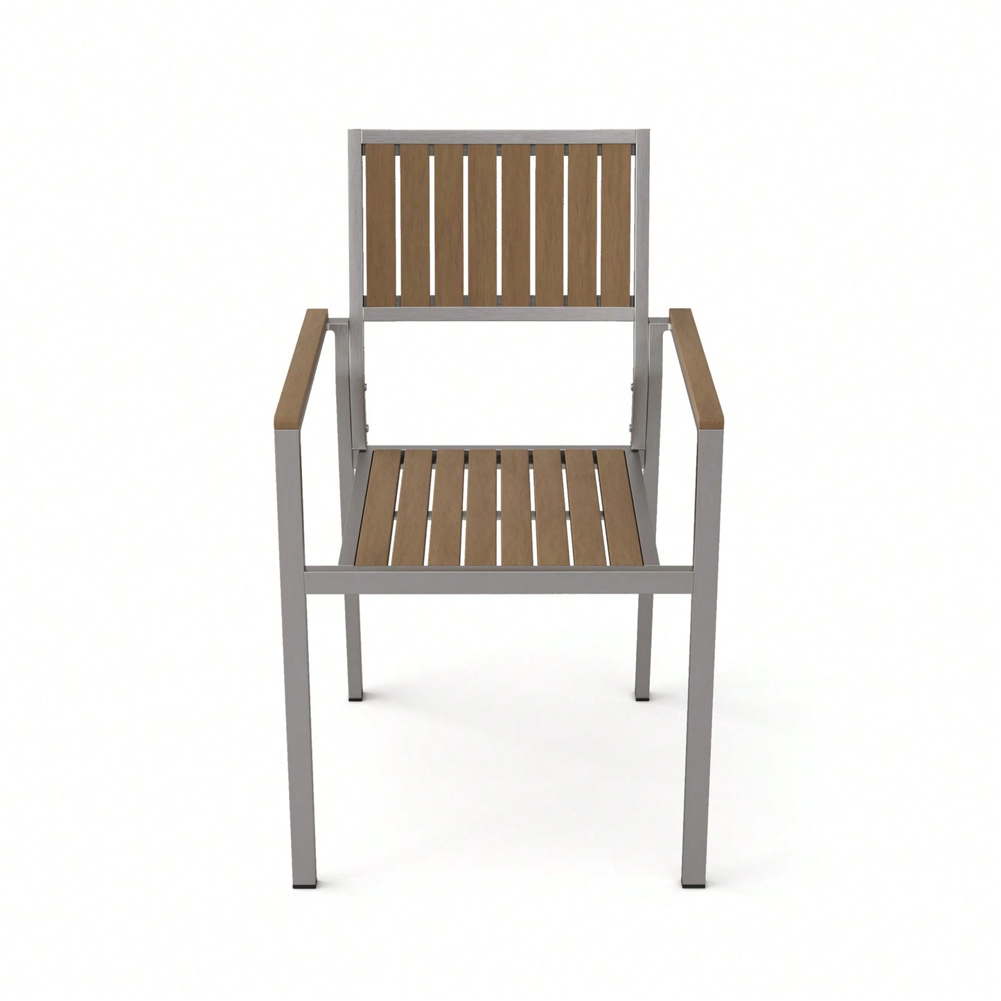 Aluminum And Wood Dining Chair Set Of 2 For Outdoor And Indoor Use