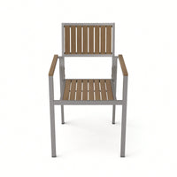 Aluminum And Wood Dining Chair Set Of 2 For Outdoor And Indoor Use