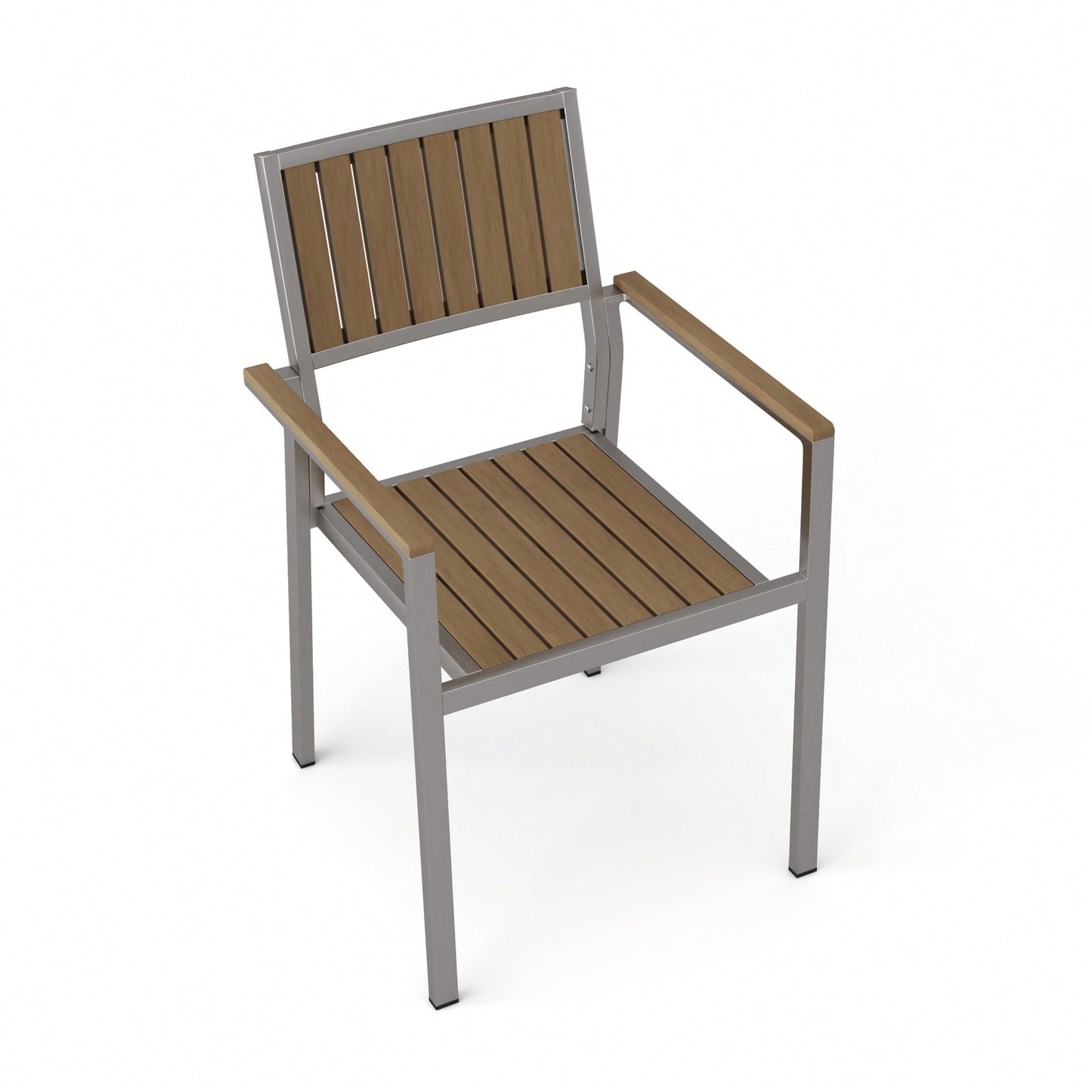 Aluminum And Wood Dining Chair Set Of 2 For Outdoor And Indoor Use