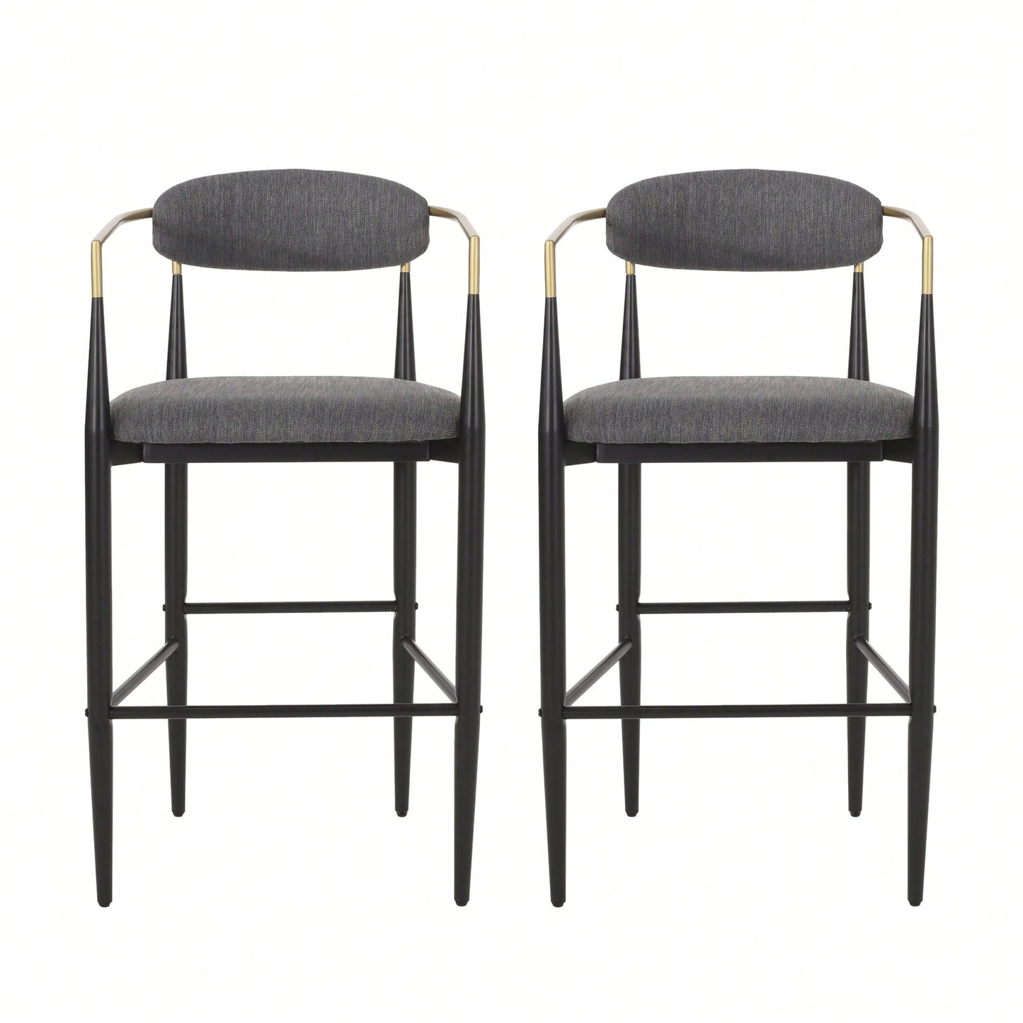 Set Of 2 Stylish Bar Stools With Comfortable Cushions And Modern Design