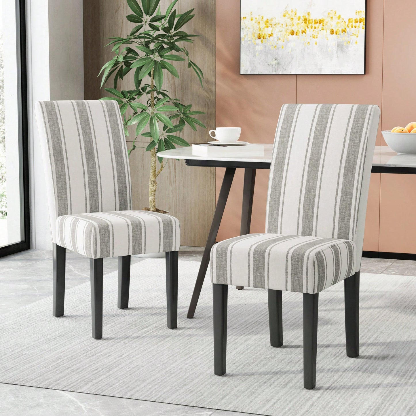Set Of 2 Elegant Upholstered Dining Chair With Modern Design And Sturdy Frame