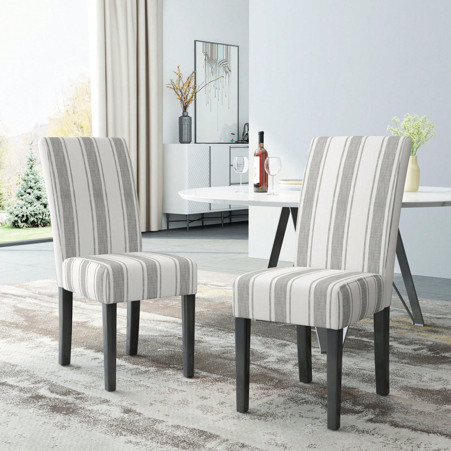 Set Of 2 Elegant Upholstered Dining Chair With Modern Design And Sturdy Frame