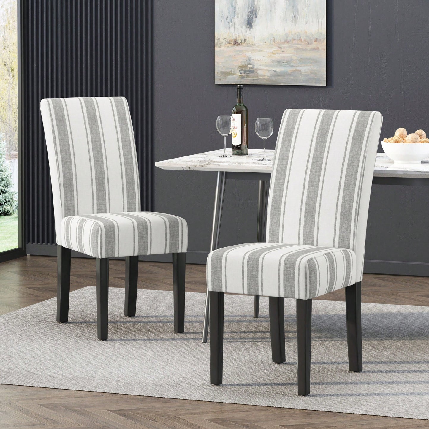 Set Of 2 Elegant Upholstered Dining Chair With Modern Design And Sturdy Frame