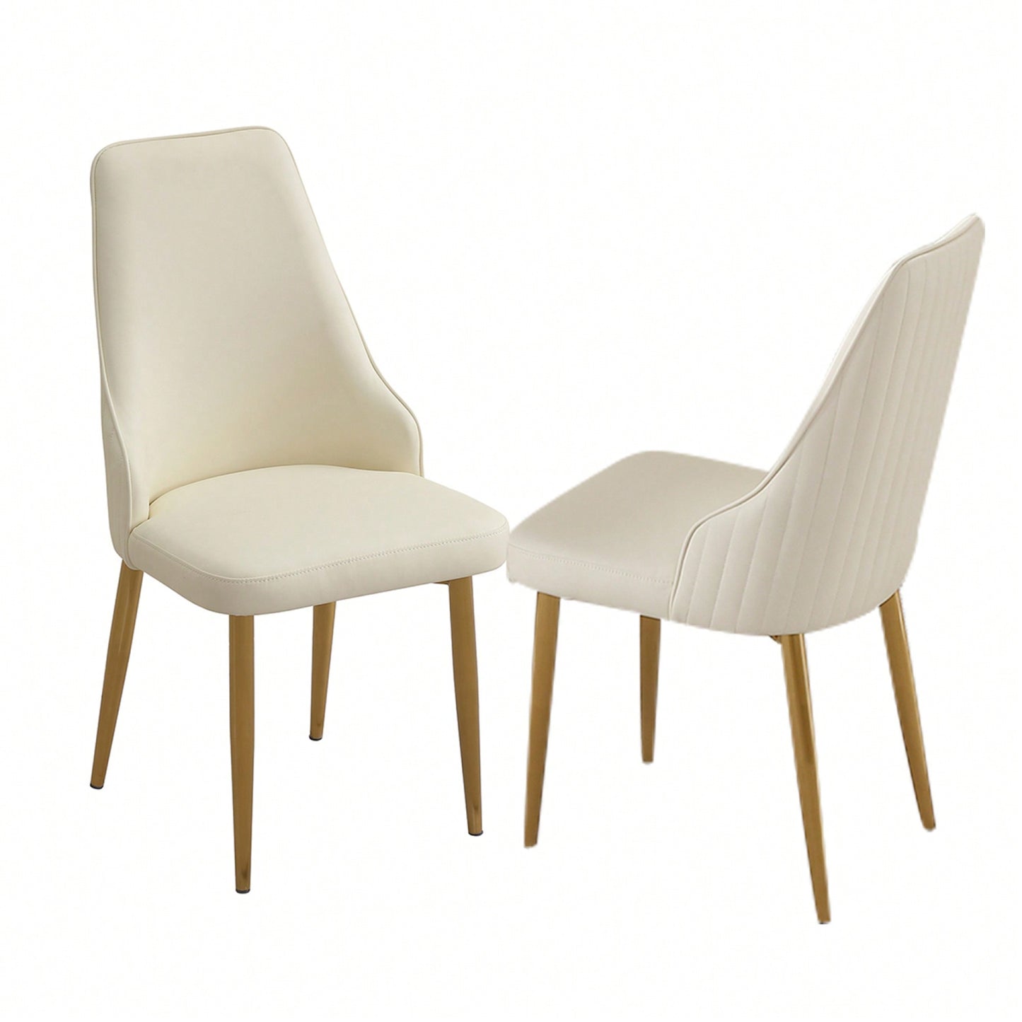 Set Of 2 PU Leather Dining Chairs With Sturdy Metal Legs White