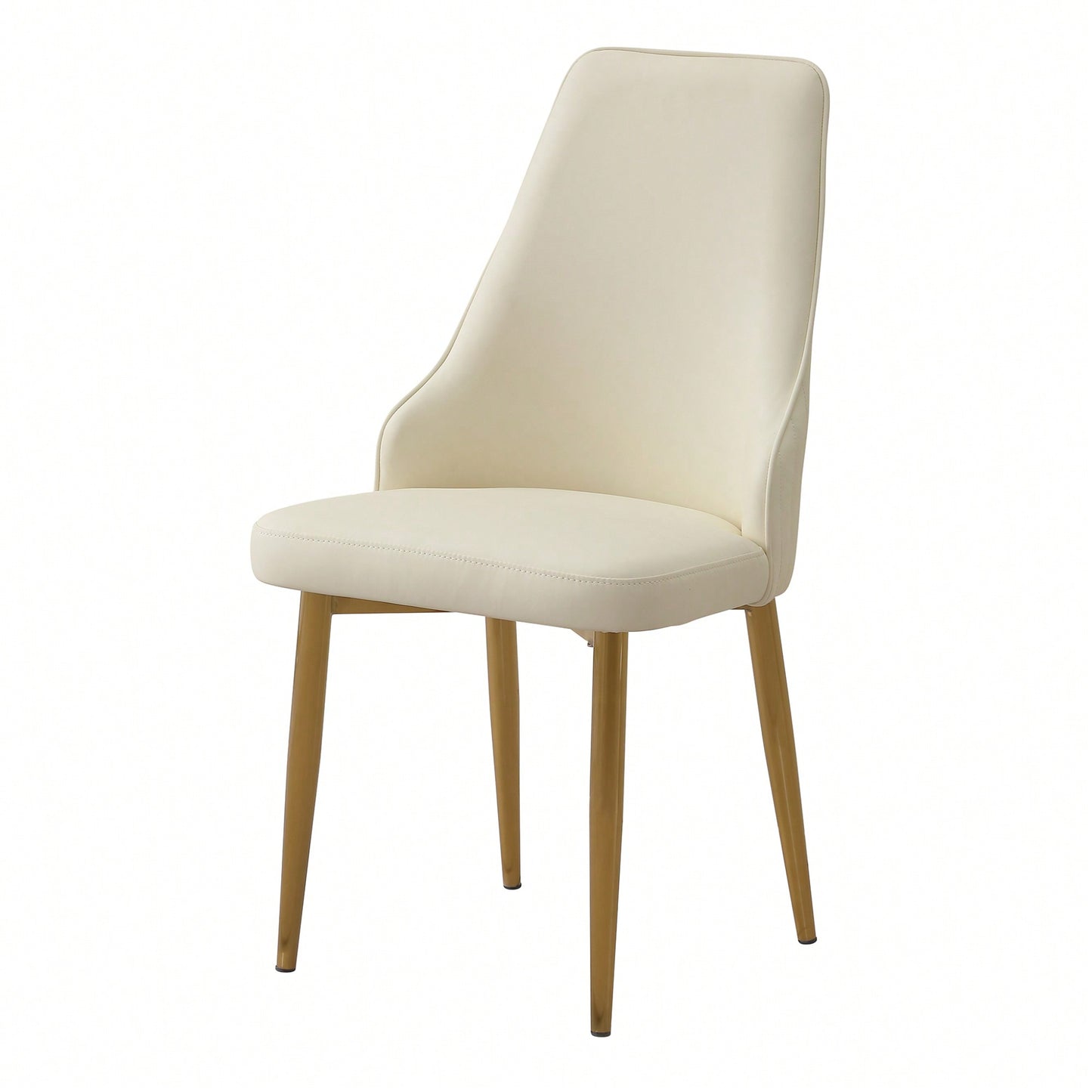 Set Of 2 PU Leather Dining Chairs With Sturdy Metal Legs White