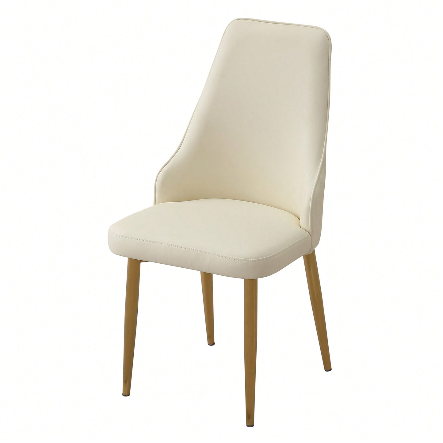 Set Of 2 PU Leather Dining Chairs With Sturdy Metal Legs White