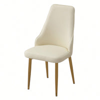 Set Of 2 PU Leather Dining Chairs With Sturdy Metal Legs White