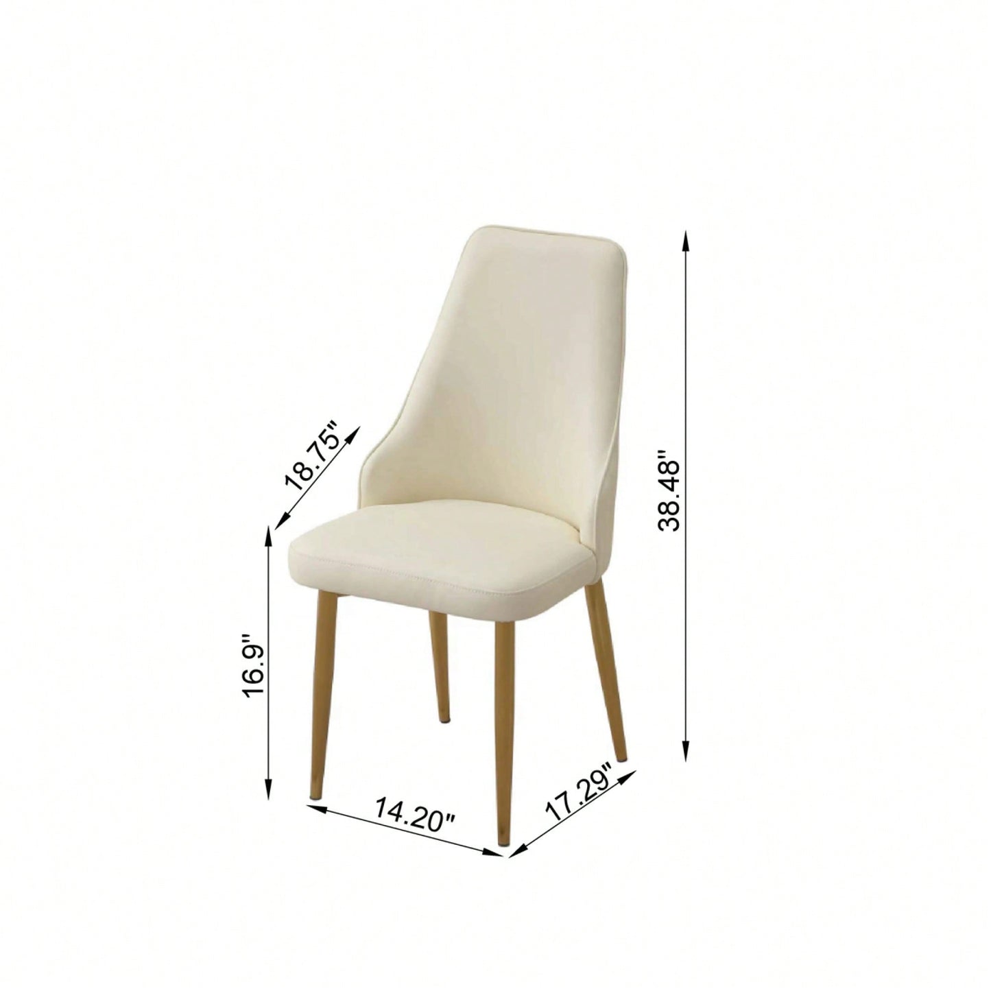Set Of 2 PU Leather Dining Chairs With Sturdy Metal Legs White
