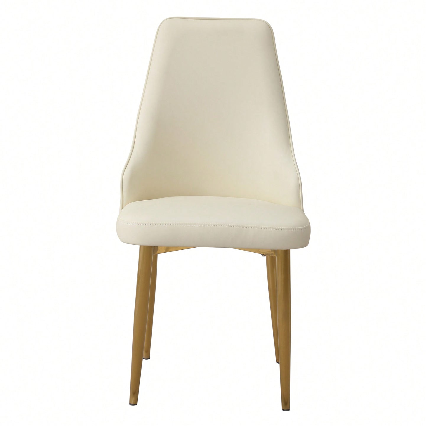 Set Of 2 PU Leather Dining Chairs With Sturdy Metal Legs White