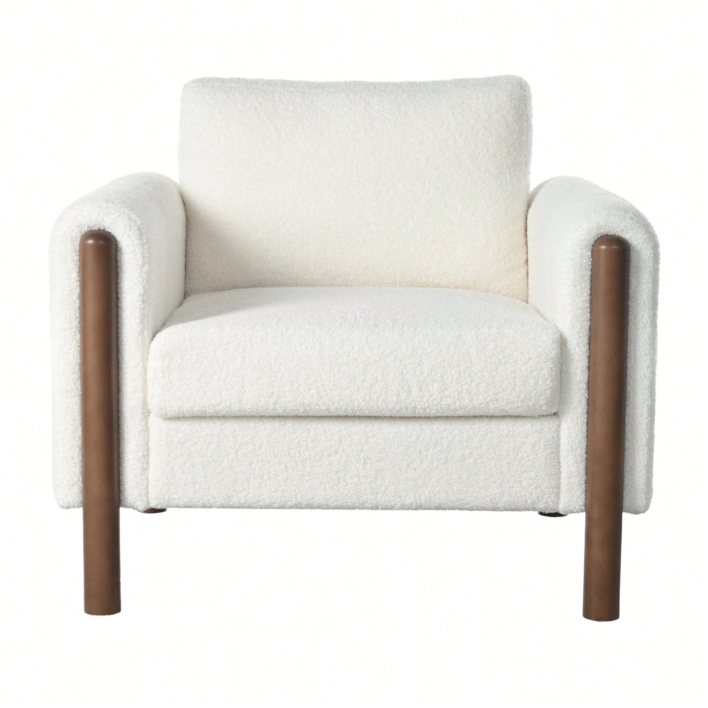 Curved Handrail Upholstered Accent Chair With Walnut Legs For Living Room In Green