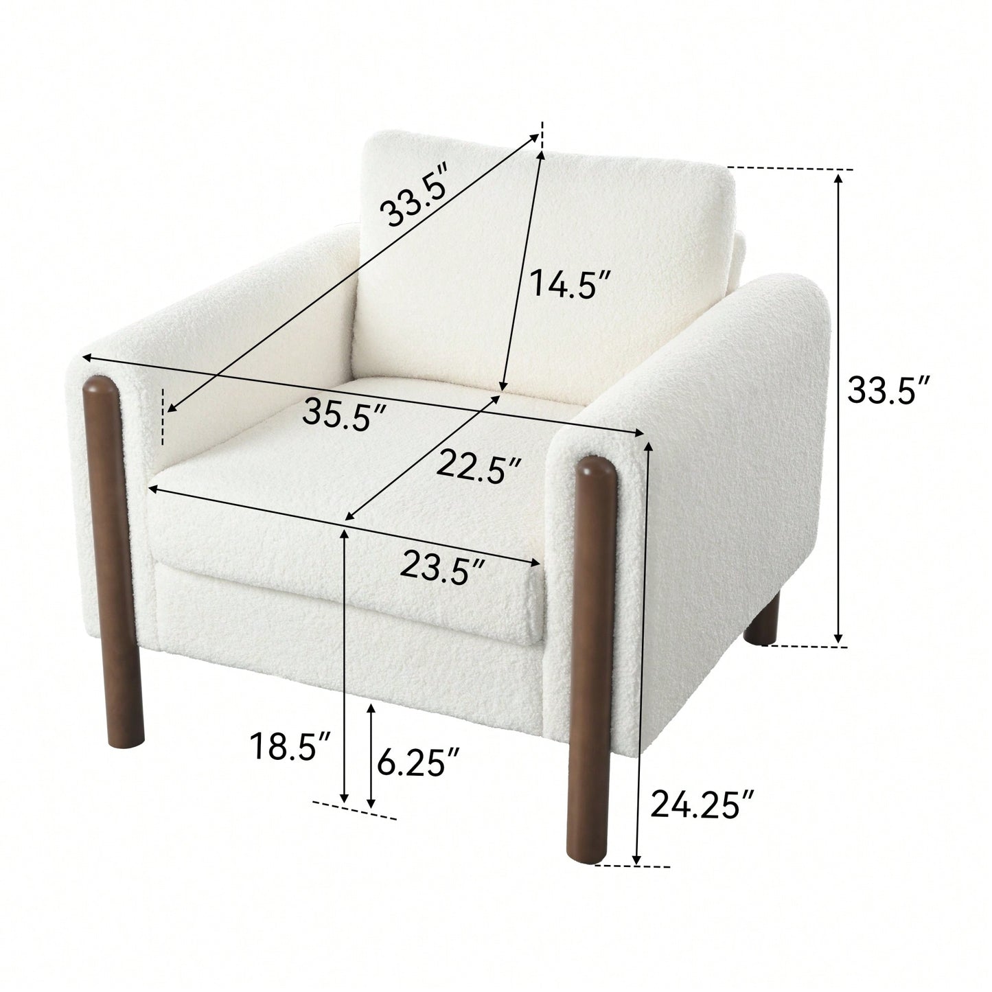 Curved Handrail Upholstered Accent Chair With Walnut Legs For Living Room In Green