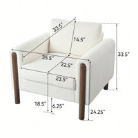 Curved Handrail Upholstered Accent Chair With Walnut Legs For Living Room In Green