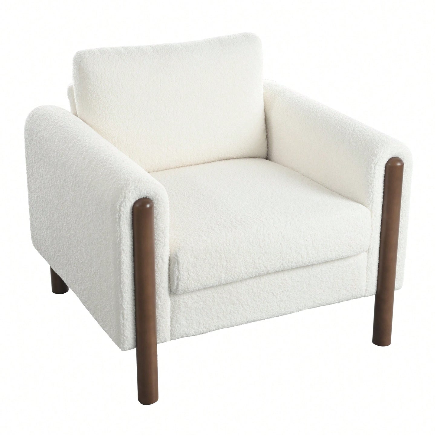 Curved Handrail Upholstered Accent Chair With Walnut Legs For Living Room In Green
