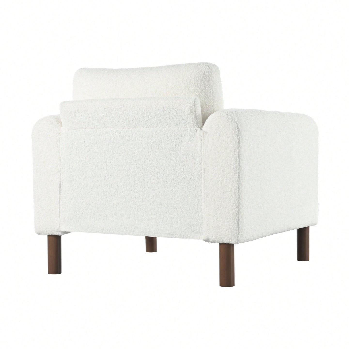 Curved Handrail Upholstered Accent Chair With Walnut Legs For Living Room In Green