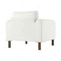 Curved Handrail Upholstered Accent Chair With Walnut Legs For Living Room In Green