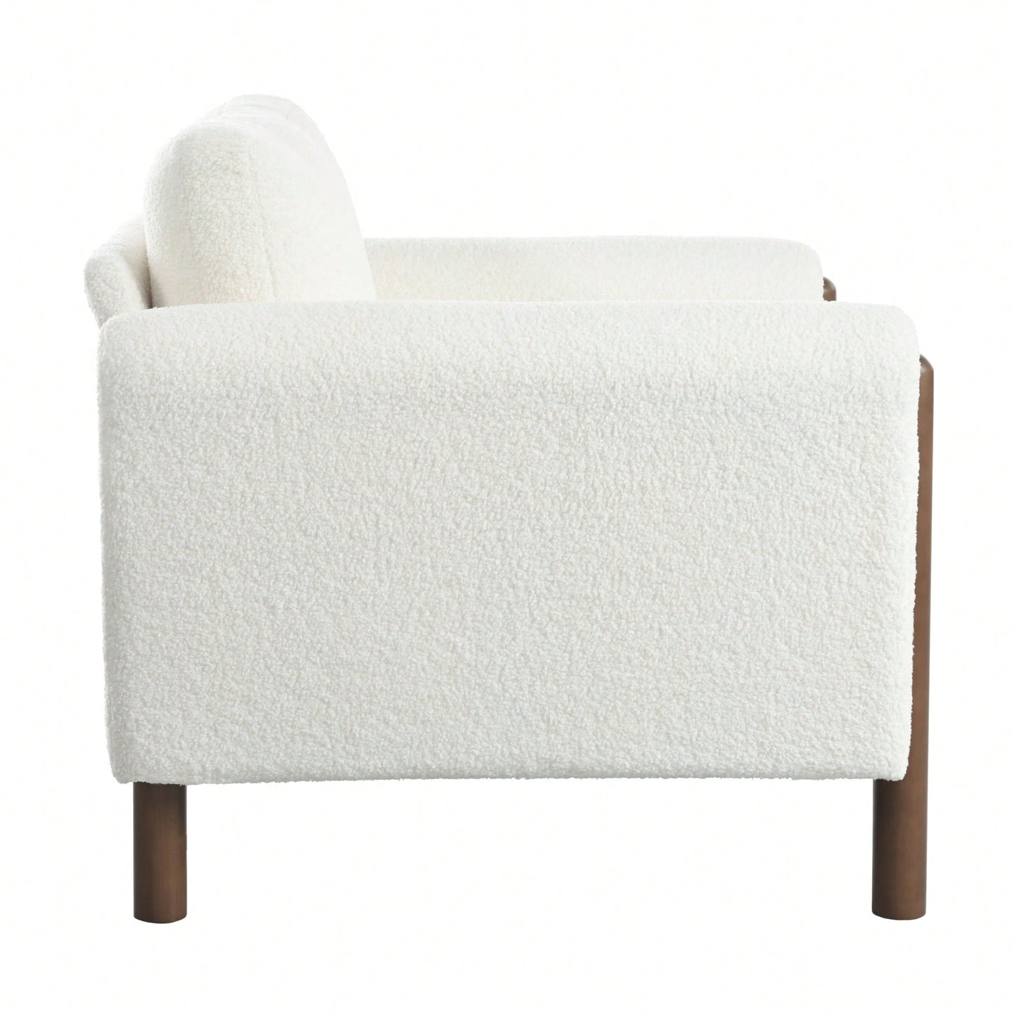 Curved Handrail Upholstered Accent Chair With Walnut Legs For Living Room In Green