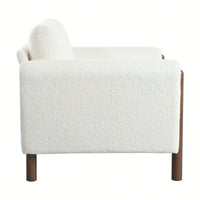 Curved Handrail Upholstered Accent Chair With Walnut Legs For Living Room In Green