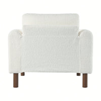 Curved Handrail Upholstered Accent Chair With Walnut Legs For Living Room In Green