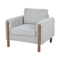 Curved Handrail Upholstered Accent Chair With Walnut Legs For Living Room In Green