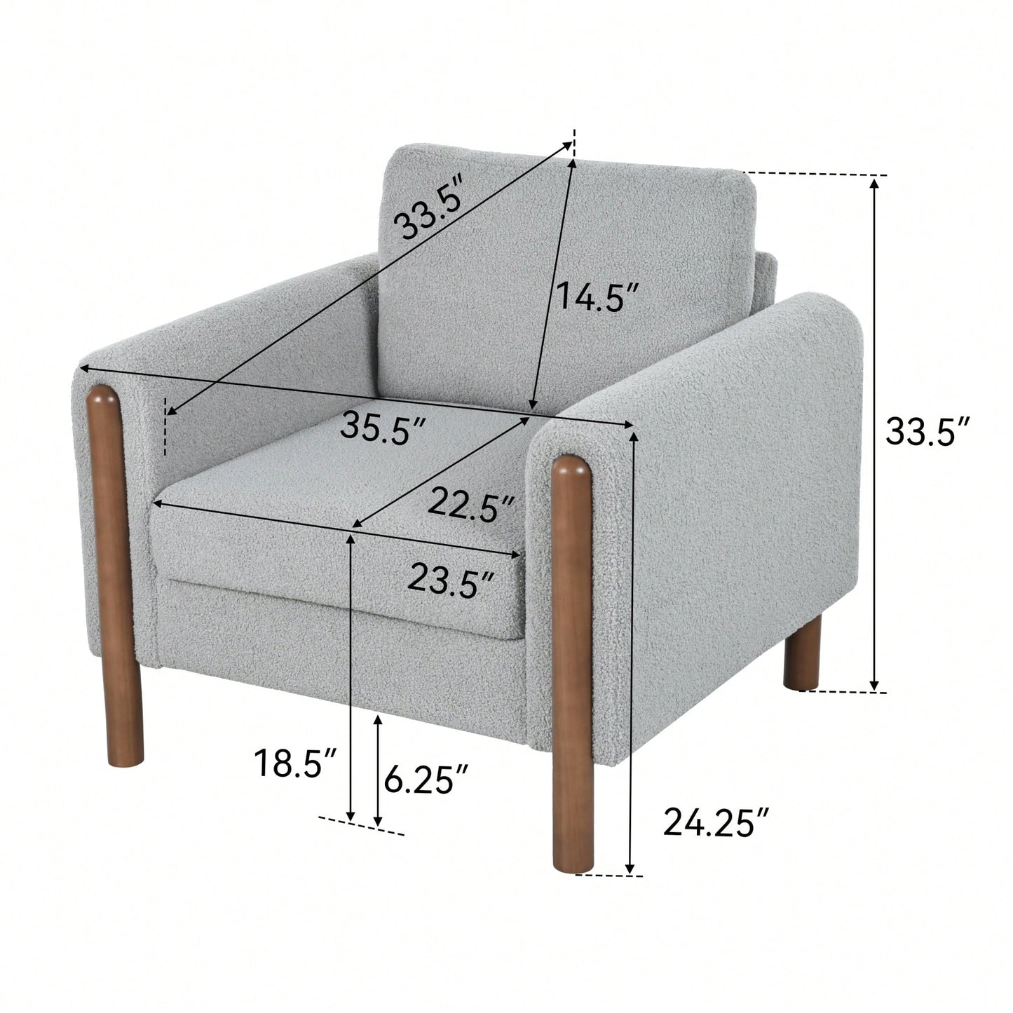 Curved Handrail Upholstered Accent Chair With Walnut Legs For Living Room In Green