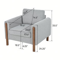 Curved Handrail Upholstered Accent Chair With Walnut Legs For Living Room In Green