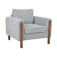 Curved Handrail Upholstered Accent Chair With Walnut Legs For Living Room In Green