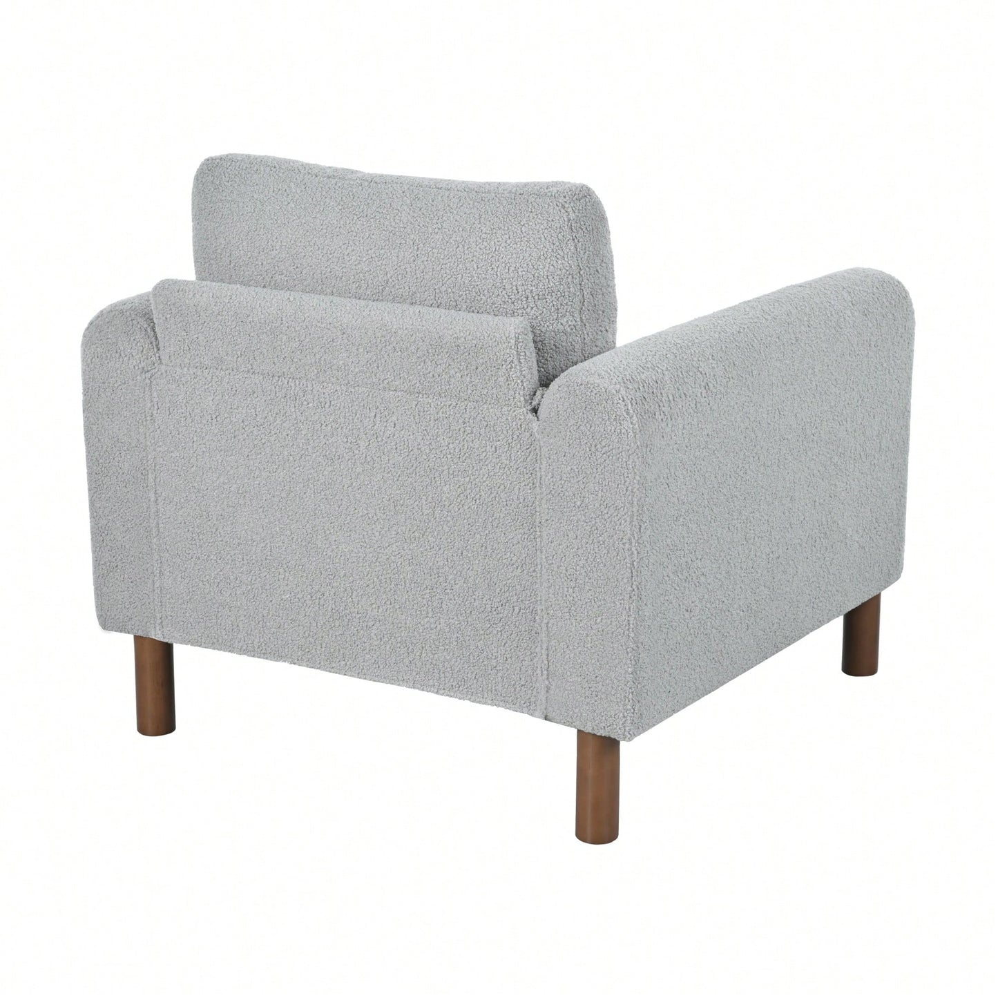 Curved Handrail Upholstered Accent Chair With Walnut Legs For Living Room In Green
