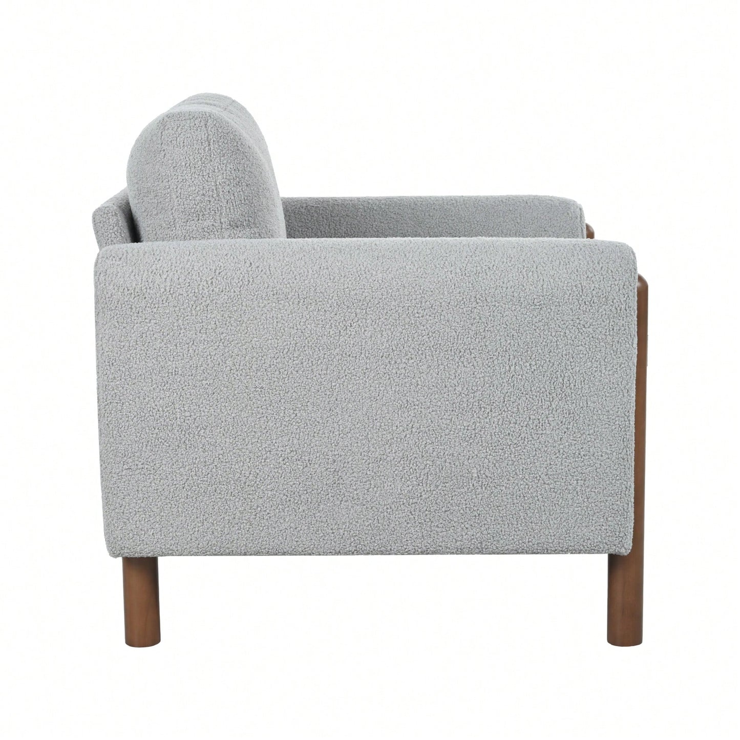 Curved Handrail Upholstered Accent Chair With Walnut Legs For Living Room In Green