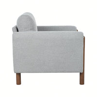 Curved Handrail Upholstered Accent Chair With Walnut Legs For Living Room In Green