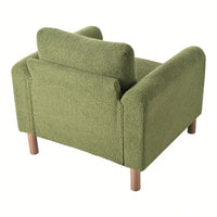 Curved Handrail Upholstered Accent Chair With Walnut Legs For Living Room In Green