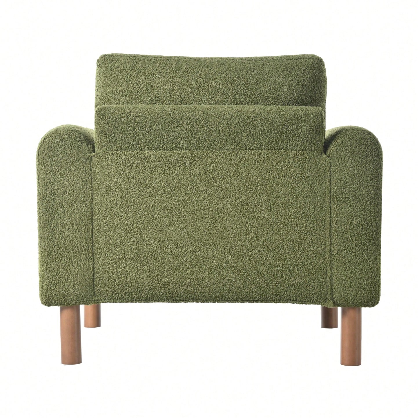 Curved Handrail Upholstered Accent Chair With Walnut Legs For Living Room In Green