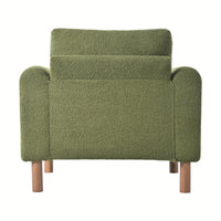 Curved Handrail Upholstered Accent Chair With Walnut Legs For Living Room In Green