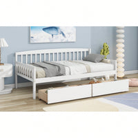 Twin Size Grey Pine Wood Daybed With Storage Drawers And Support Slats For Versatile Sofa Bed Solution