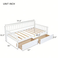 Twin Size Grey Pine Wood Daybed With Storage Drawers And Support Slats For Versatile Sofa Bed Solution