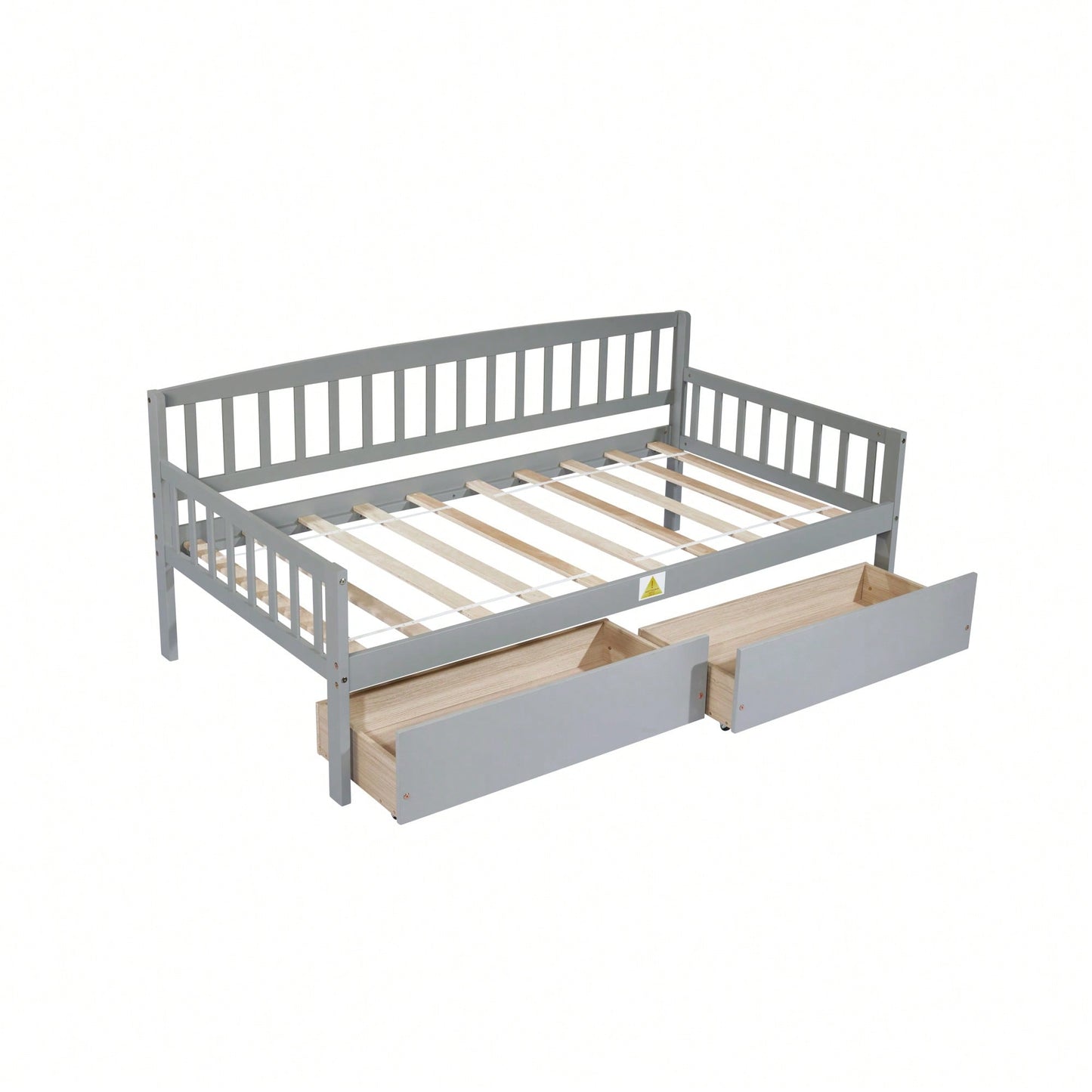 Twin Size Grey Pine Wood Daybed With Storage Drawers And Support Slats For Versatile Sofa Bed Solution