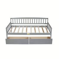 Twin Size Grey Pine Wood Daybed With Storage Drawers And Support Slats For Versatile Sofa Bed Solution