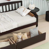 Twin Size Grey Pine Wood Daybed With Storage Drawers And Support Slats For Versatile Sofa Bed Solution