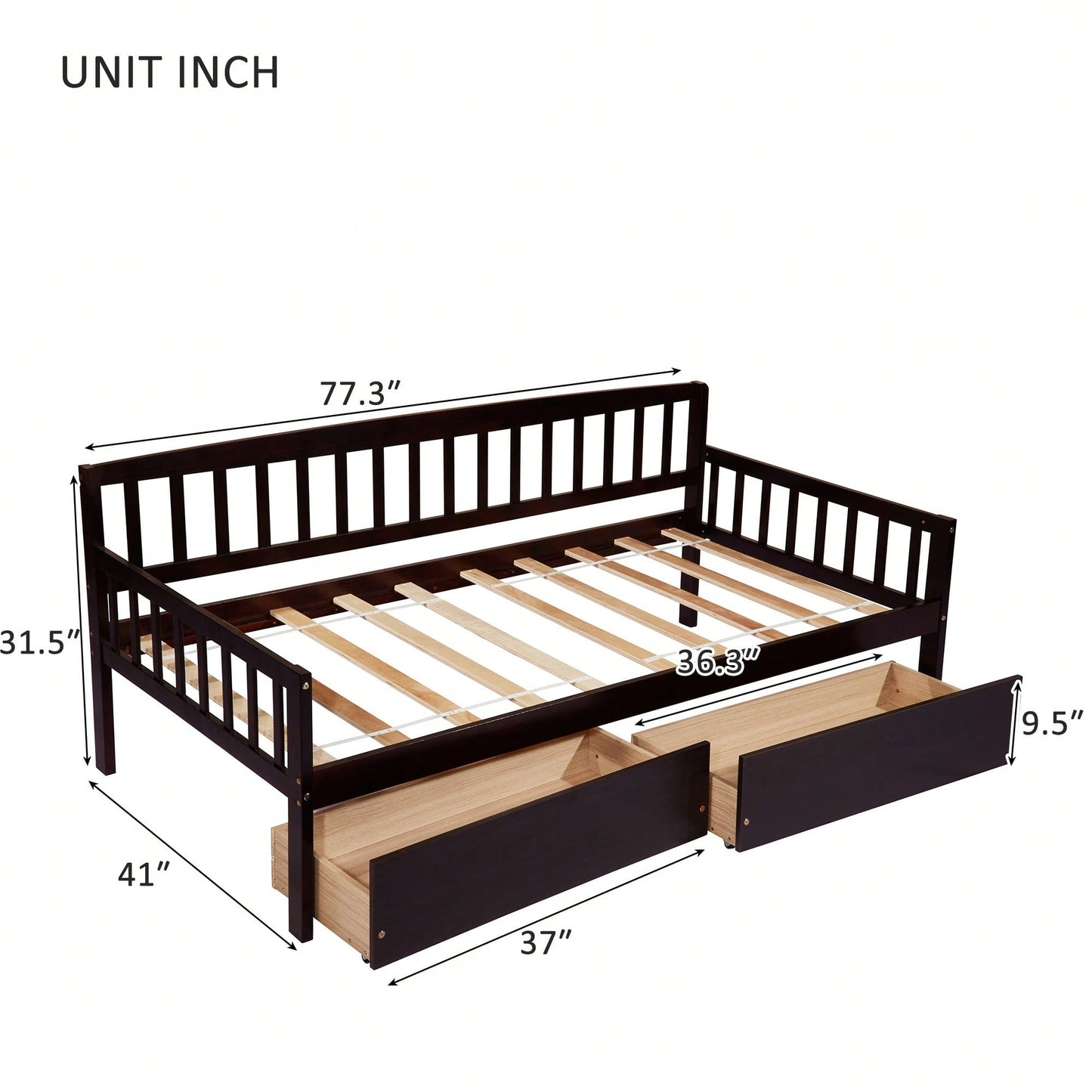 Twin Size Grey Pine Wood Daybed With Storage Drawers And Support Slats For Versatile Sofa Bed Solution