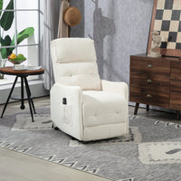 Electric Recliner Chair For Adults With Side Pocket And Pocket Springs Cushion In Corduroy Fabric For Living Room Bedroom Home Theater Beige