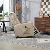 Electric Recliner Chair For Adults With Side Pocket And Pocket Springs Cushion In Corduroy Fabric For Living Room Bedroom Home Theater Beige