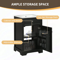 20 Inch Black Bathroom Vanity With Sink Soft Close Door Storage Cabinet Adjustable Shelves