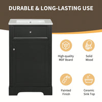 20 Inch Black Bathroom Vanity With Sink Soft Close Door Storage Cabinet Adjustable Shelves