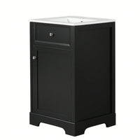 20 Inch Black Bathroom Vanity With Sink Soft Close Door Storage Cabinet Adjustable Shelves