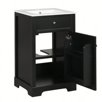 20 Inch Black Bathroom Vanity With Sink Soft Close Door Storage Cabinet Adjustable Shelves