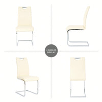 Set Of 4 Modern Light Yellow Upholstered Dining Chairs With Electroplated Metal Legs For Kitchen Living Room Bedroom