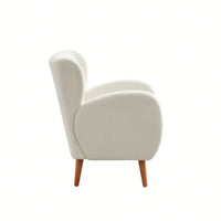 Elegant Back Lounge Chair With Soft Fabric, Solid Wood Legs, Easy Assembly And Durable Frame
